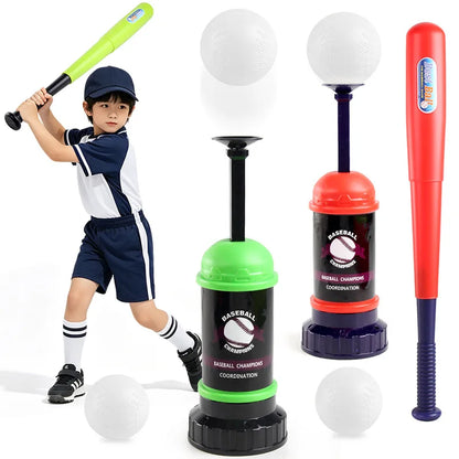 Boys Baseball Pitching Machine Toys Set with Carry Bag Ground Pegs Soft Baseball Outdoor Sports Games Training Toy Kids Gift