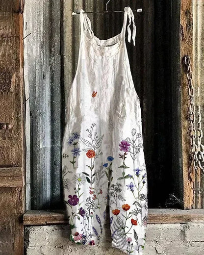Women Jumpsuits Overalls Sleeveless Slash Neck Print Floral Wide Leg Pants High Street Autumn 2026 Casual Loose Backless