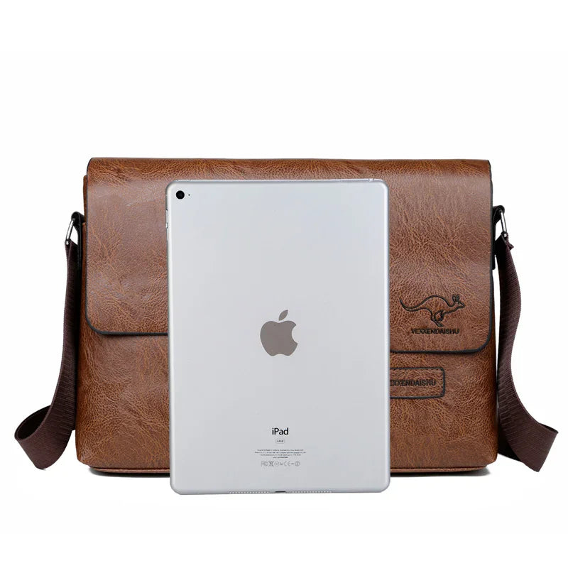Business Shoulder Bag For IPAD PU Leather Business Handbag Men Messenger Bag Large Side Sling Bag Fashion Man Crossbody Bag