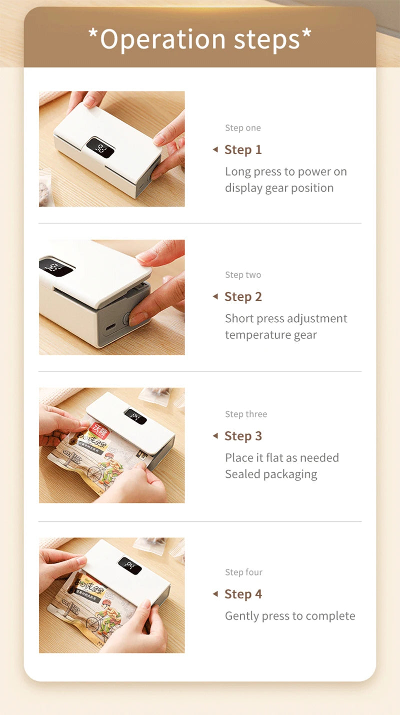 Bag Sealer Mini Plastic Bags Sealer 2in1 Portable Packaging thermal Sealing Machine Rechargeable Food Storage Plastic Bag Sealer