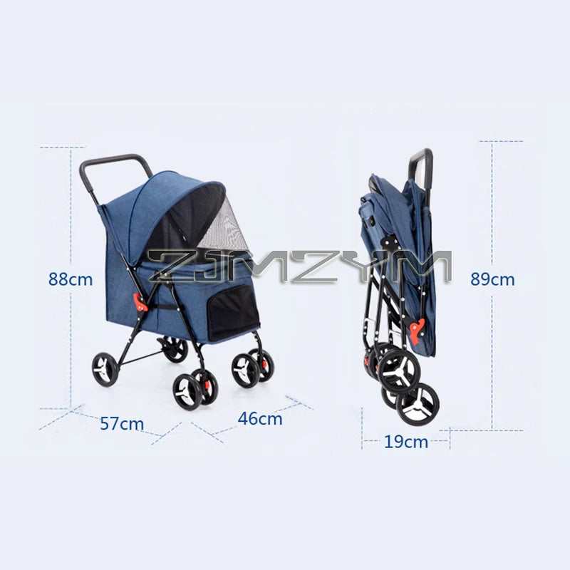 Portable Pet Stroller Dogs Cats Carrier Small Pet Stroller Foldable Suitable Outdoor Travel Dog Cat Supplies