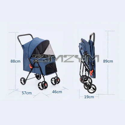 Portable Pet Stroller Dogs Cats Carrier Small Pet Stroller Foldable Suitable Outdoor Travel Dog Cat Supplies