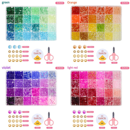 Glass Beads 24Colors 6mm Bracelet Making Kit Jewelry Supplies Tool DIY Handmade Crystal Glass Beads Elastic String Charm Spacers