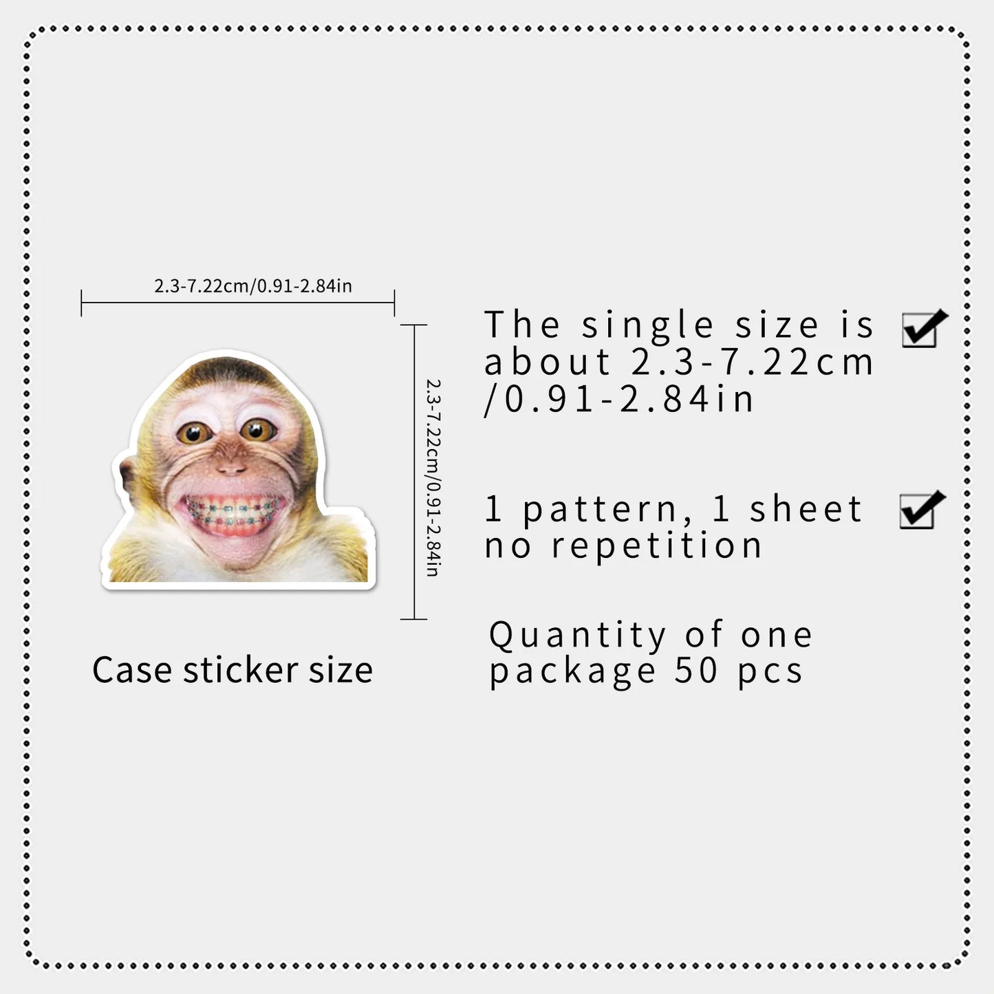 50Pcs Crazy Funny Monkey & Orangutan Doodle Stickers Waterproof Decals for Stationery Notebook Helmet Motorcycle Suitcase Fridge