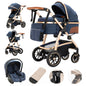 Baby Stroller 3 in 1 Easy Folding Multifunctional Stroller Travel Portable Baby Carriage Safety Seat EU Standard Aluminum Frame
