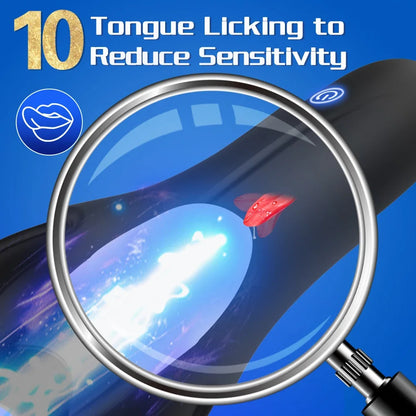 Glans Trainer Male Penis Massage Tongue Licking Stimulate Oral Vibrator Blowjob Delay Endurance Masturbator Sex Toys for Men 18+