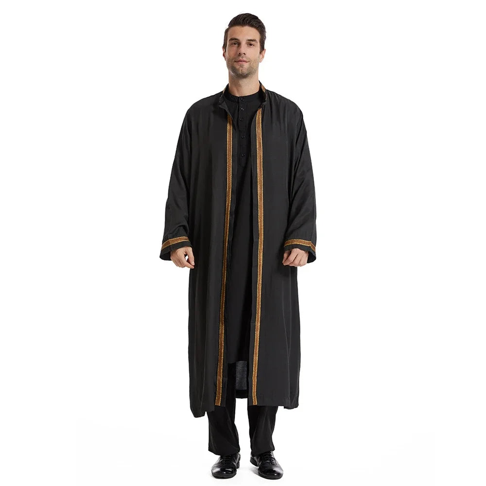 Dubai Saudi Muslim Men Open Abaya Kimono Dresses Turkey Eid Ramadan Islamic Kaftan Arabic Long Robe Caftan Jubba Thobe Clothing