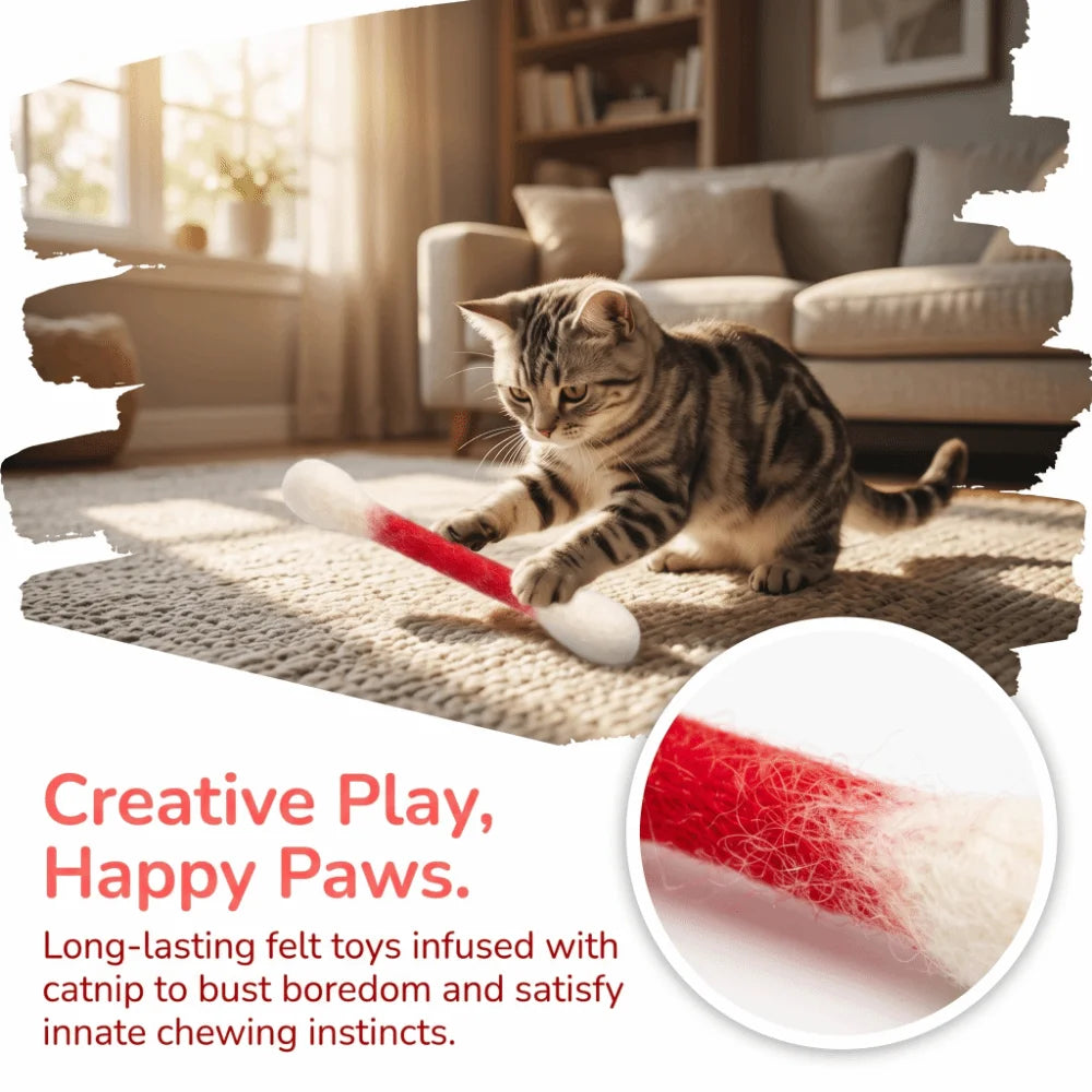 6Pcs Oversized Cotton Swab Cat Toy Anti-Boredom Durable Kitten Chew Toy Soft Texture Lightweight Cat Teething Chew Toy