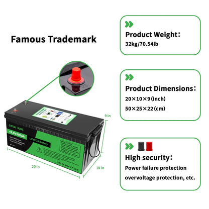 DATOUBOSS 12V100Ah Deep Cycle Lithium Iron Phosphate Battery Built-in Intelligent BMS For RV Golf Cart Boat Solar System NO TAX