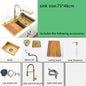 Gold Waterfall Faucet Kitchen Sink Nano Sink 304 Stainless Steel Golden Topmount Single Bowl Wash Basin 4 Function Kitchen Faucet