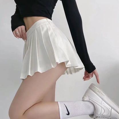 MEXZT Sexy Pleated Skirts Women Korean High Waist Mini Skirts JK Preppy Summer Fashion White Black Gyaru Tennis Extreme Skirt