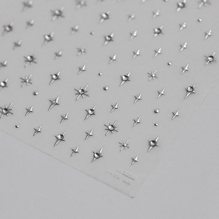1 piece  5D silver nail stickers metal mini star nail art stickers high quality exquisite decals self-adhesive nail art stickers