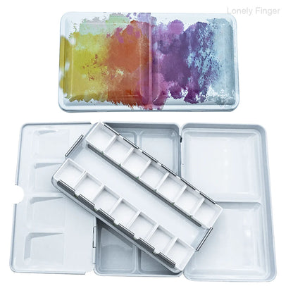 Empty Metal Watercolor Tin Palette Box With 14/26/52pcs Detachable Empty Watercolor Half Pans For DIY Travel Watercolor Palette