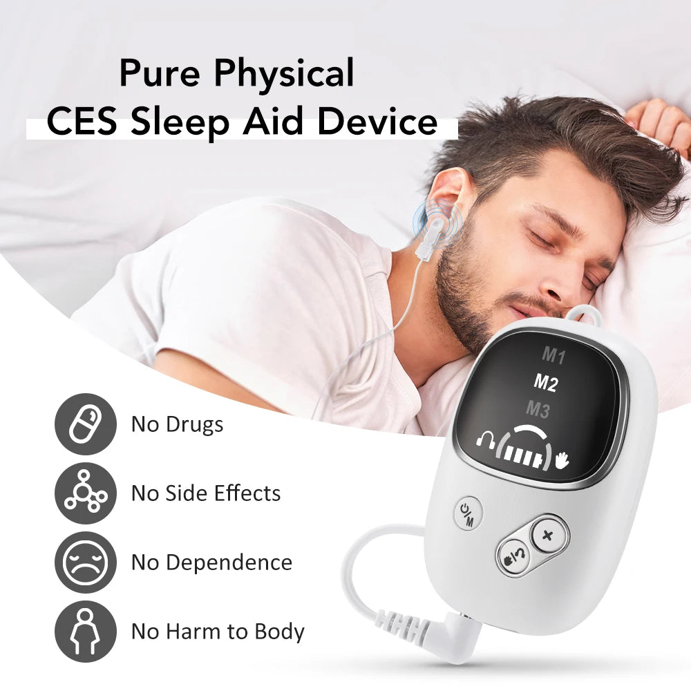 Handheld CES Sleep Aid Device for Insomnia Palm Pulse Massager Ear Clip Insomnia Anxiety Pulse CES Therapy Device Anxiety Relief