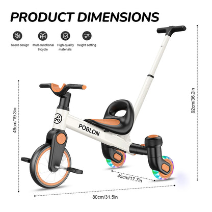 3-IN-1 Toddler Tricycle For 1.5-5 Years Old Drift Trike With 360° Spin Light Up Wheels Adjustable Seat Strong Frame Easy Assembly 3 Ride Modes Toddler Bike For Boys And Girls Indoor Outdoor Use White Pink Black Red