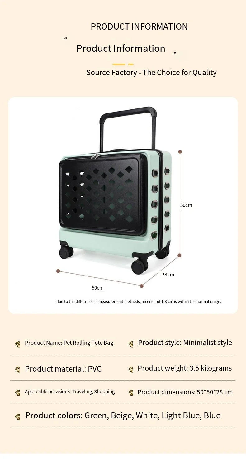 2026 Pet Trolley Luggage Portable Pet Outing Bag Transparent Space Cabin Pet Cart Handheld Cat Bag