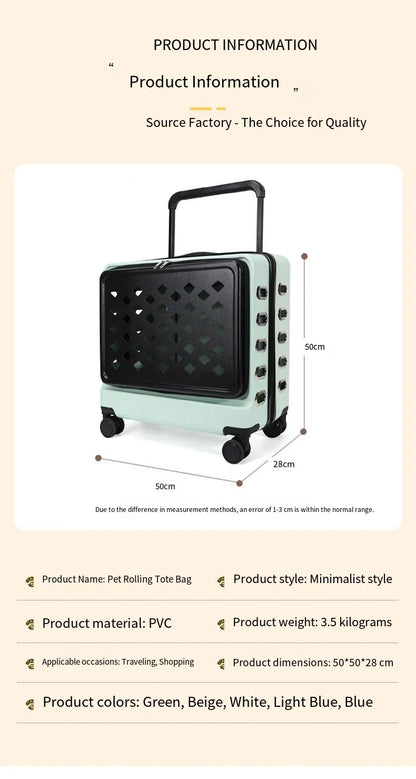 2026 Pet Trolley Luggage Portable Pet Outing Bag Transparent Space Cabin Pet Cart Handheld Cat Bag