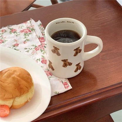 Ceramic Coffee Mug Cartoon Bear Chocolate Bear Mugs Girl Retro Coffee Cup Afternoon Tea Cute Ceramic Mugs Cute Coffee Mug Cup
