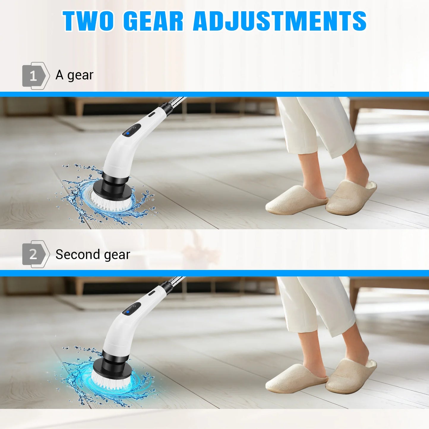 Cordless Electric Cleaning Brush - 7-in-1 Multi-Surface Scrubber with 2-Speed Adjustment, Detachable Extension Handle