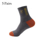 5 Pairs Cotton Sock for Men Sport Breathable Soft Letter Fashion Sneakers High Elastic Middle Tube Stocking Towel Sox Summer