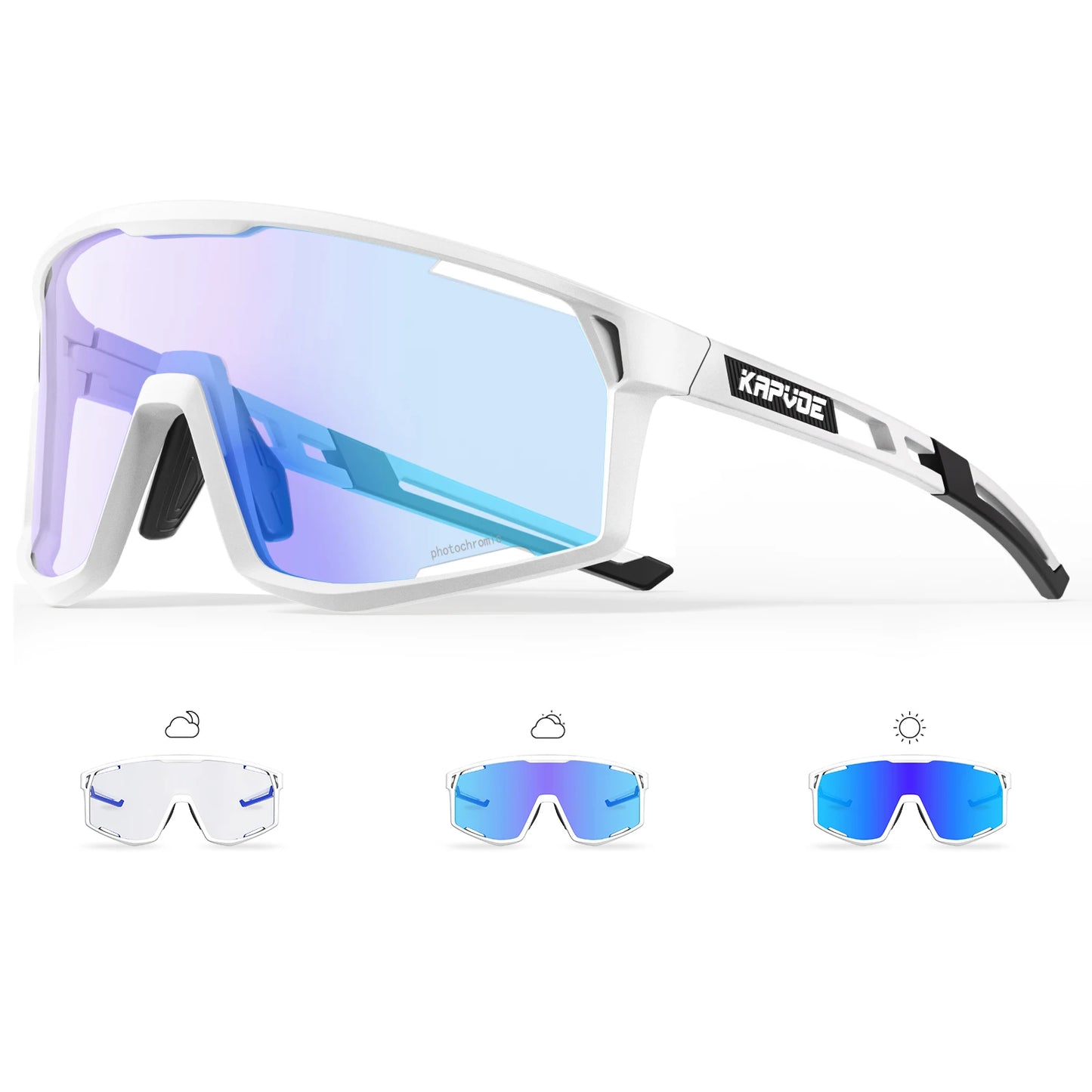 KAPVOE New Photochromic Cycling Glasses Men MTB Bicycle Cycling Eyewear UV400 Outdoor Sports Sunglasses Women Road Bike Goggles