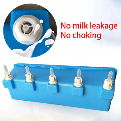 Silicone Drink Nipples Lamb Teat Feeder Bottle Topper Blue Milk Feeding Bucket for Calves Sheep Goats at Farm