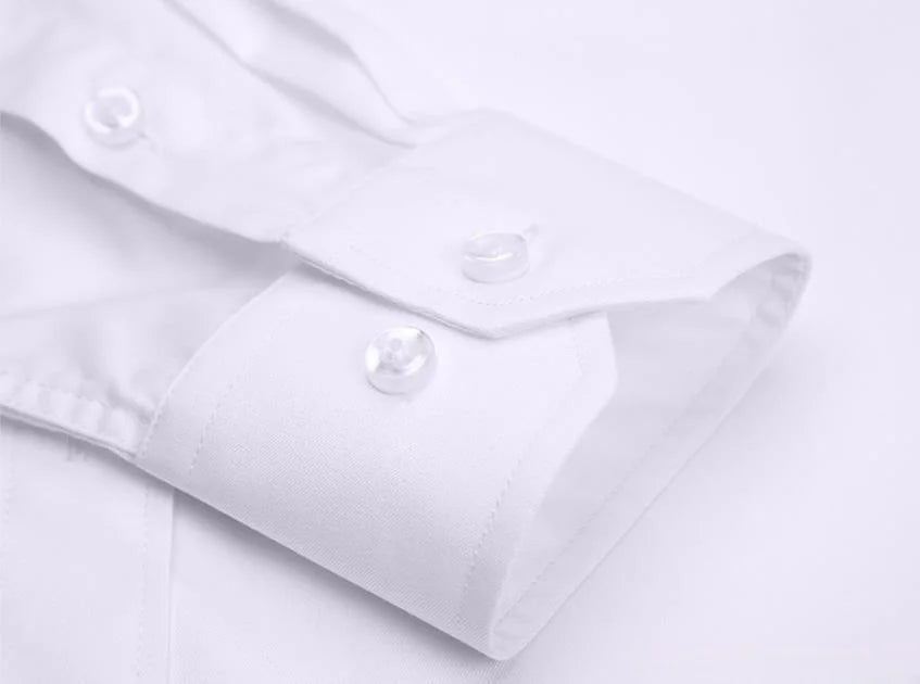 Men Formal Shirt Long Sleeve Office Solid Color Fashion Business Pocket Social Office Blue White Shirts Men's Clothing S-5XL