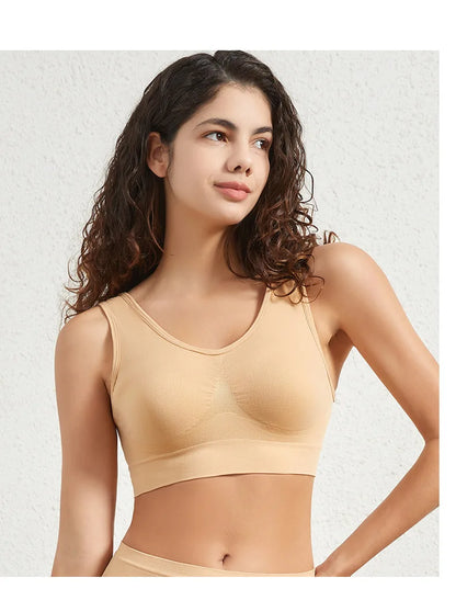 1pcs Women Sports Bra Large Size No Steel Ring Seamless Underwear Removable Chest Pad Runing Sport Yoga Vest Bras