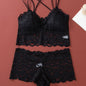 Women's Lace Non-wire Bra And Panties Set Transparent Low Rise Briefs Ultra-thin Comfort Underwear Female Bralette Lingerie Set