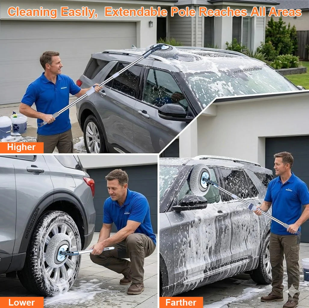 Car Wash Brush Long Handle Car Cleaning Brush Soft Hair Chenille Broom for Home Floor Window Telescopic Windshield Car Wash Mop