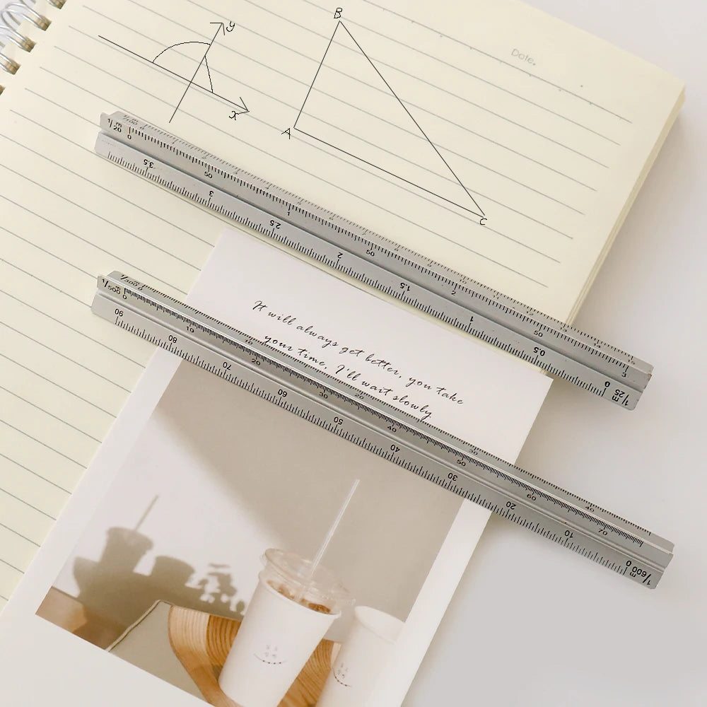 TUTU high quality colorful 15cm aluminum triangular scale ruler aluminum 1:20 - 1:600 alloy metal scale regua desenho H0003