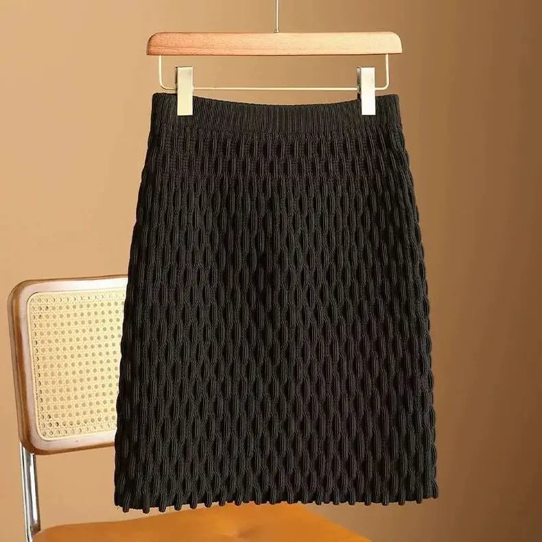 Autumn and Winter New Loose and Slimming Casual Versatile Knitted Base Elegant Skirt Covering Buttocks A-line Skirt for Women