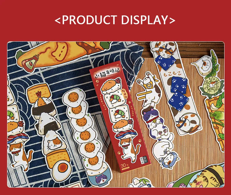 30 Sheets/Set Cute Cat Bookmark for Reading Creative Cat-Shaped Paper Bookmarks Decorative Paper Cards Stationery Gift