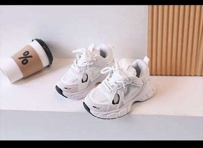 Kids Casual Running Shoes with Thick Soles Boys Girls Fashion Versatile Sports Shoes 2024 New Children Mesh Breathable Sneakers