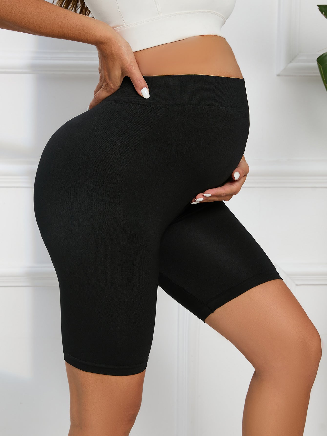 Maternity Yoga Shorts Over The Belly Women's Maternity Biker Pregnancy Shorts for Workout