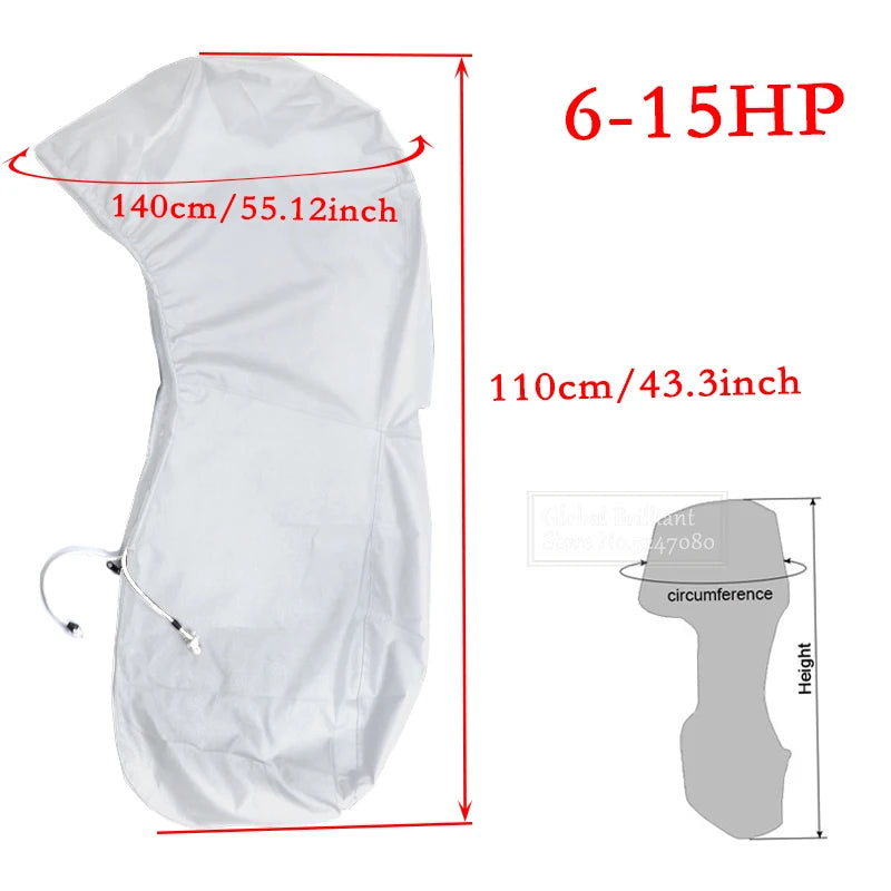600D Boat Full Outboard Engine Cover Heavy Duty Silver Engine Motor Covers Protector For 6-225HP Waterproof