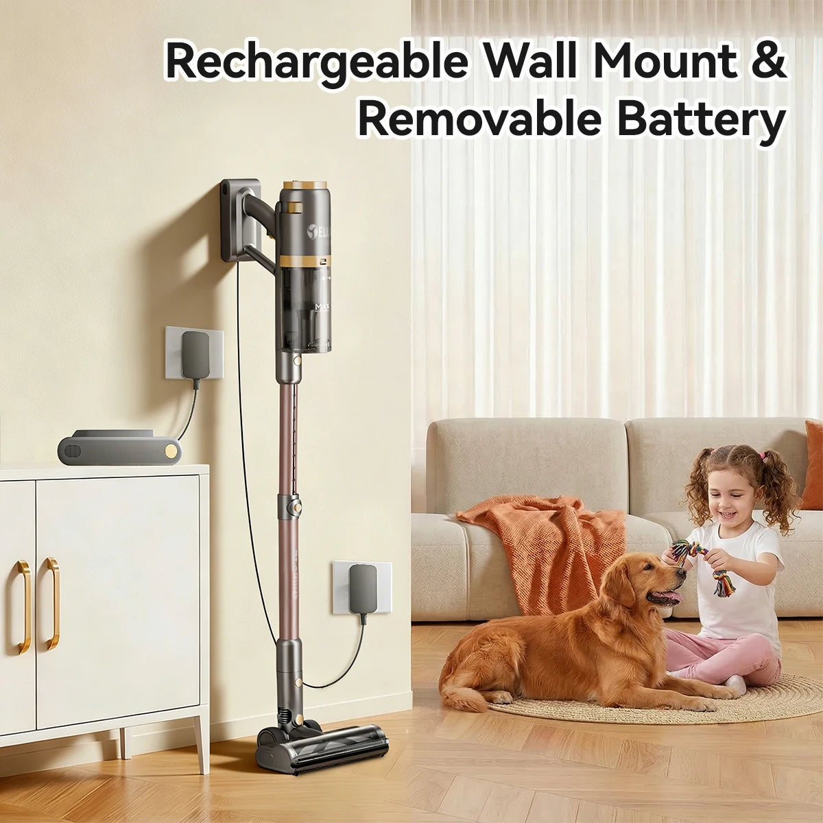 Wireless vacuum cleaner, powerful stick vacuum, upgraded home green anti-tangle floor brush, rechargeable cordless vacuum suitable for hardwood floors, carpets, tiles, and pet hair, household vacuum.