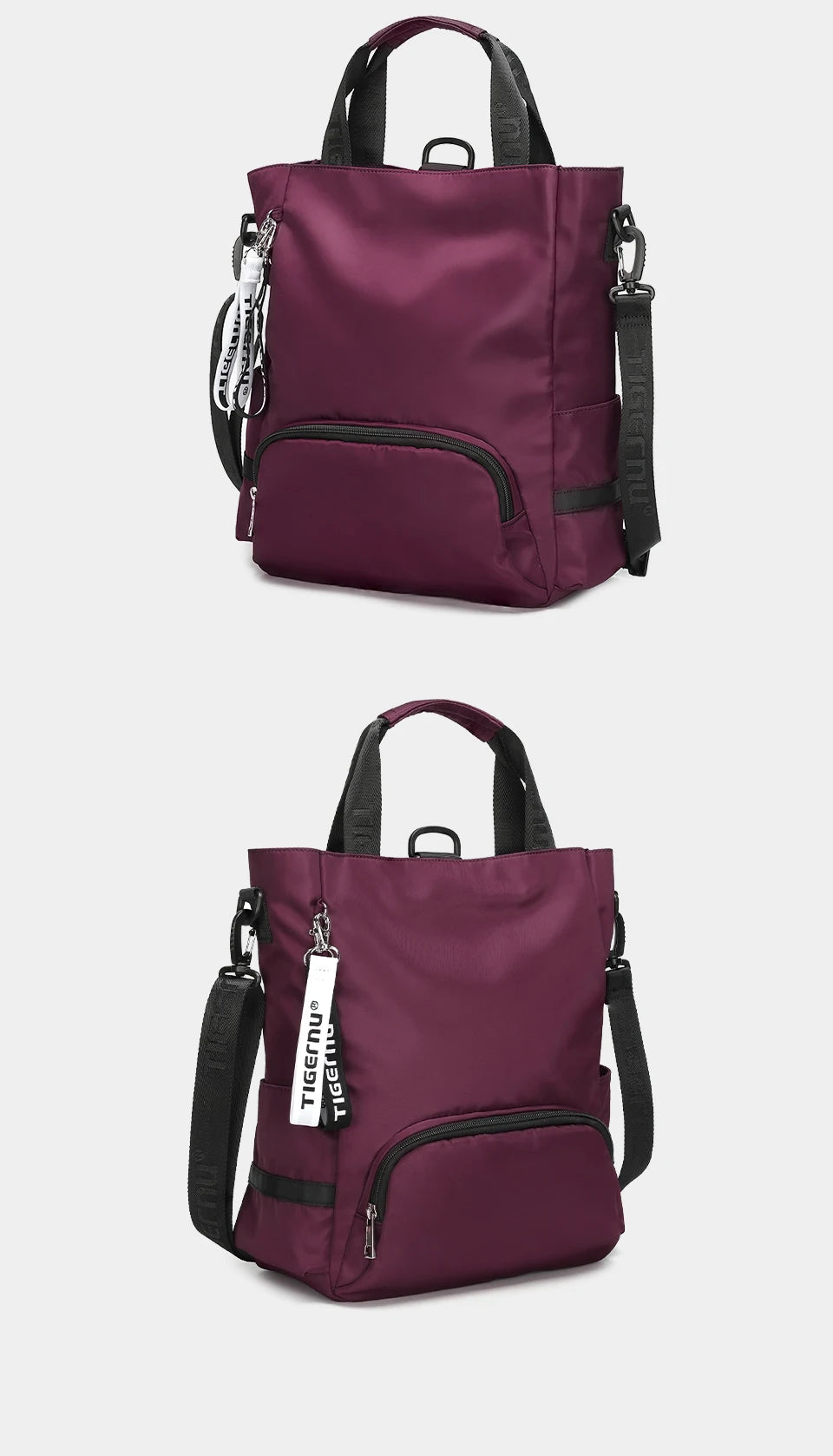 Tigernu New 3 In1 Tote Bag With Zipper For Women Casual School Backpacks Fashion Female Shoulder Bag Light Weight Girls Handbags