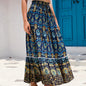Women's Casual Temperament Skirt Women's Fashionable Bohemian Printed Elastic Waist Temperament Skirt Big Sway Temperament Skirt