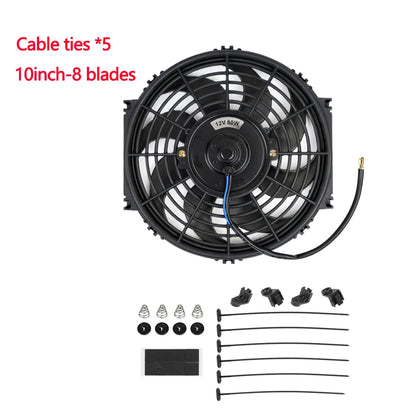 Universal 7/9/10/12/14/16 Inches 12V 80W 2100RPM Car Air Conditioning Electronic Radiator Cooling Fan Blade Electric Cool Kit
