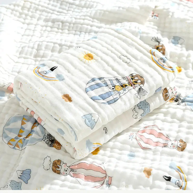 Environmental Breathable Newborn Baby Cotton Gauze Printed Muslin Swaddle Blanket Baby Bath Towel