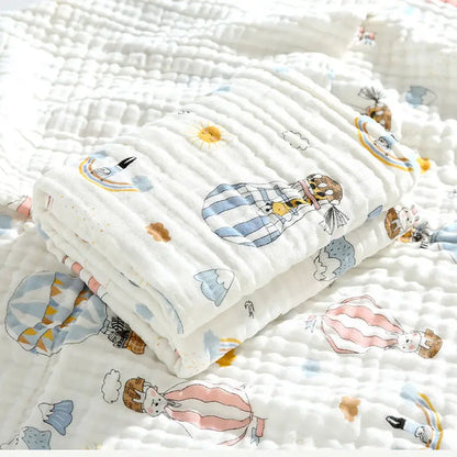 Environmental Breathable Newborn Baby Cotton Gauze Printed Muslin Swaddle Blanket Baby Bath Towel