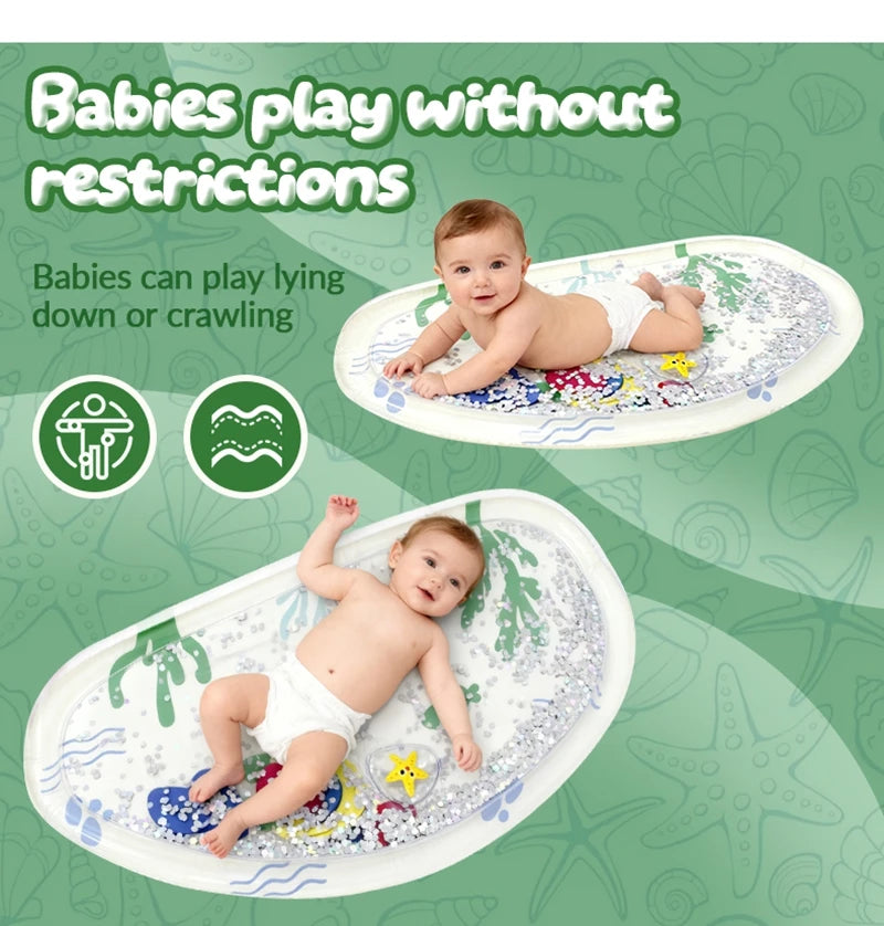 Inflatable Pvc Baby Water Mat for Infants Toddlers Early Education Press to Make Sound Tummy Time Play Mat