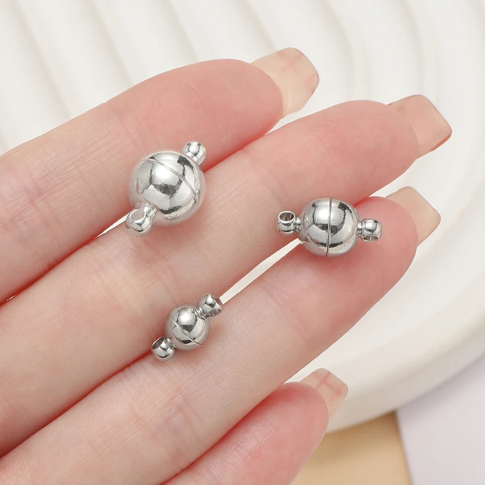 10Sets Magnetic Clasps 6mm/8mm/10mm Buckle Hook Round Magnet Converter Clasp For Bracelet DIY Jewelry Making Findings