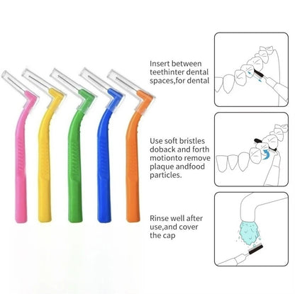 100pcs L-Shape Interdental Brush Wire Orthodontic Interdental Brush Orthodontic Toothbrush Soft Bristle Oral Care