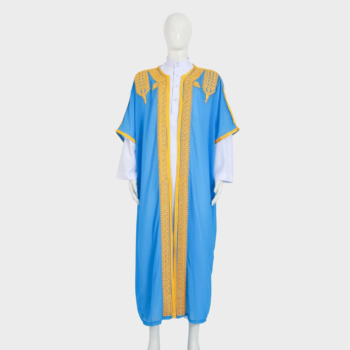 Eid Men Robe Jubba Thobe Open Abaya Dishdasha Islamic Embroidery Cardigan Abayas Dubai Male Muslim Prayer Kaftan Ramadan Morocco