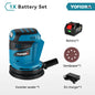 YOFIDRA Electric Orbital Sander 125MM Cordless Grinding Sanding Polishing Machine Woodworking Power Tool For Makita Battery Pin