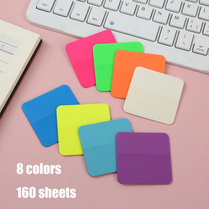 160Sheets,8Colors,Transparent Sticky,Notes Scrapes Stickers,Note Pads Paper,Clear Notepad School Stationery Office Supplies