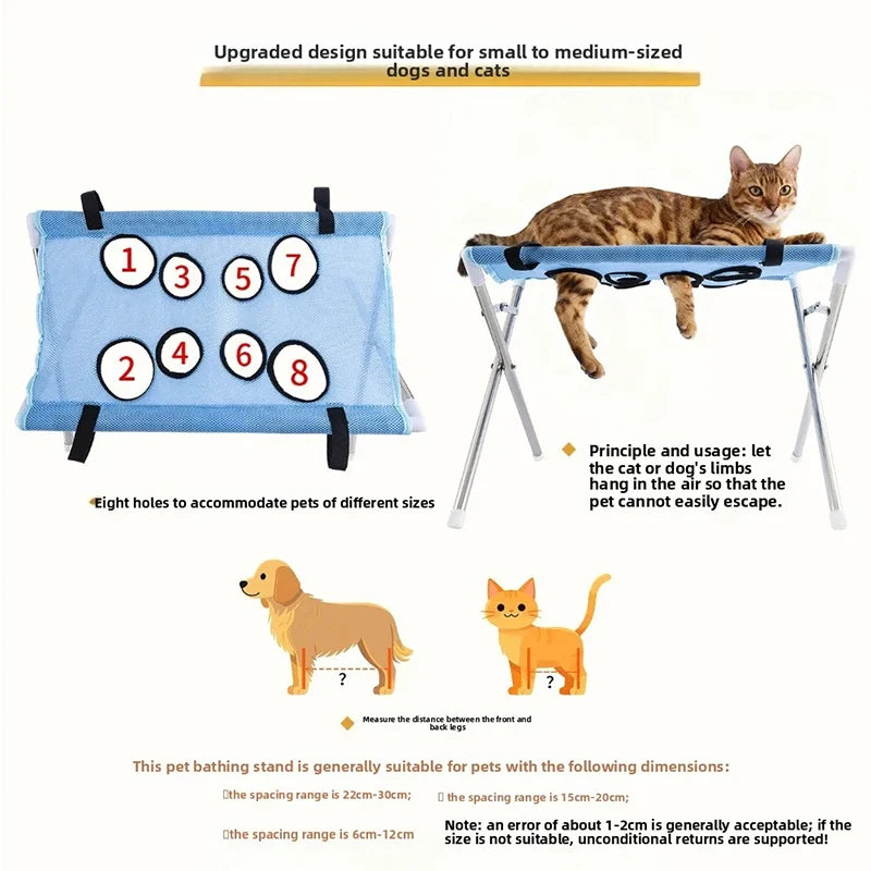Portable Pet Grooming Bath Suspended Bed Frame With Brackets Breathable Washable Mesh Foldable Storage Pet Bath Drying Rack