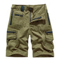 Men's Casual Shorts Summer Multi Pocket Workwear Shorts Male 100% Cotton Solid Breathable Fishing Cargo Knee Length Trousers